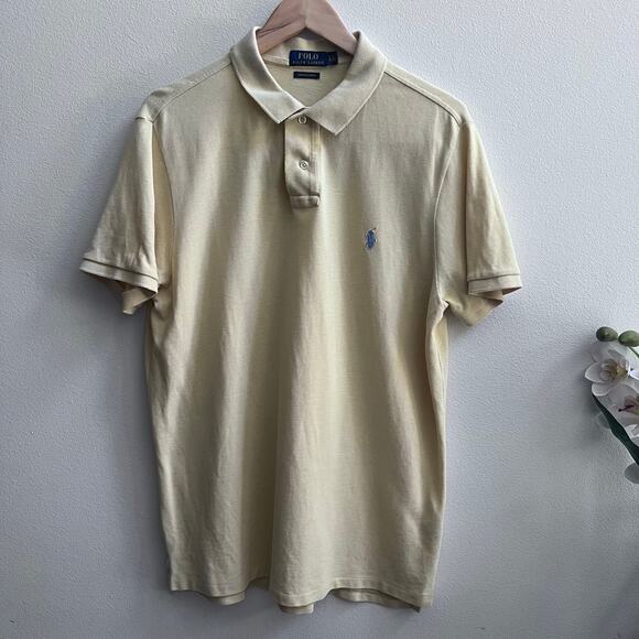 Polo Ralph Lauren Yellow Mens Polo Shirt Cotton Collared Short Sleeve Size Large - Picture 1 of 6